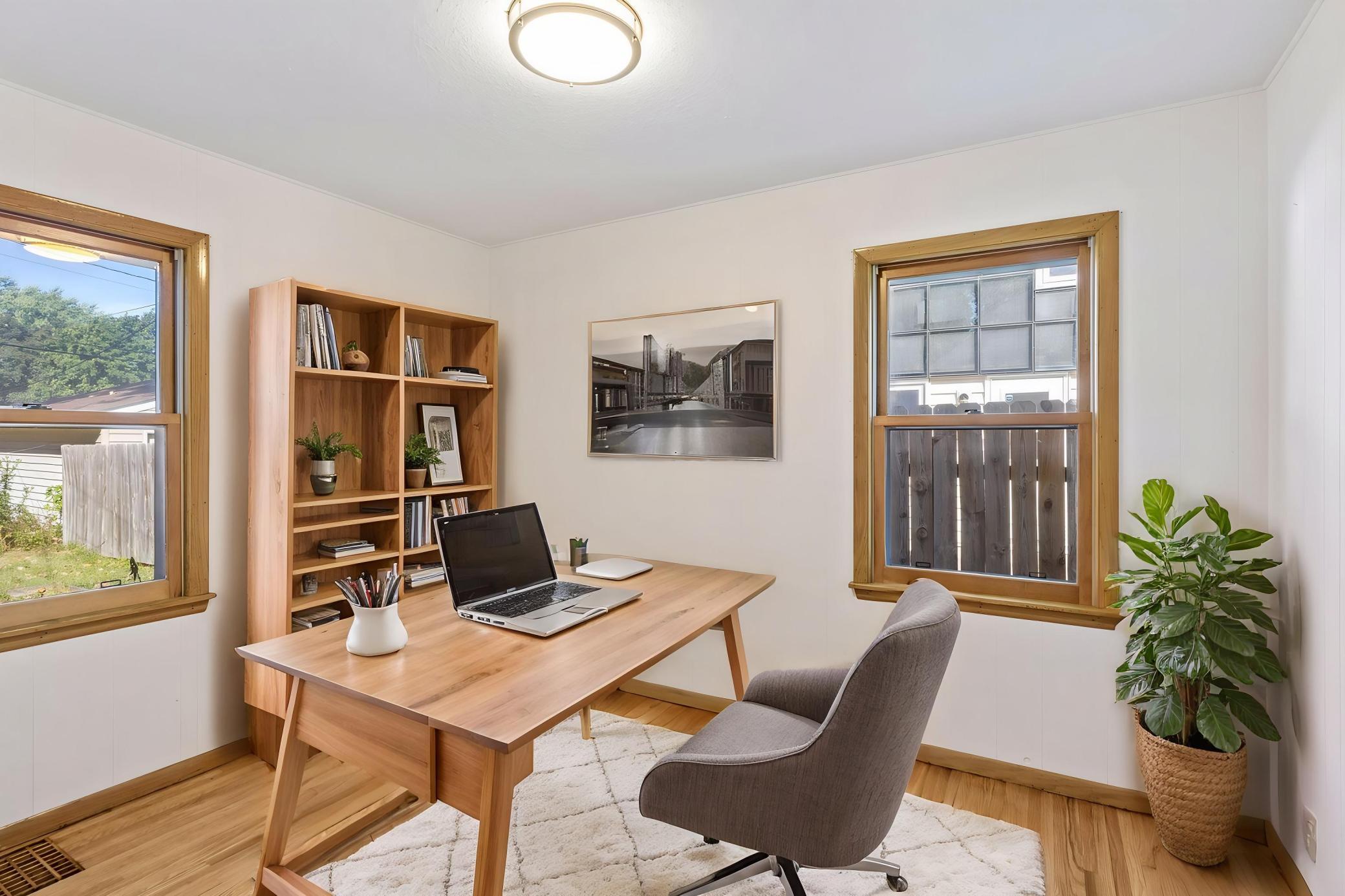 Main floor home office or bedroom 2 - virtually staged