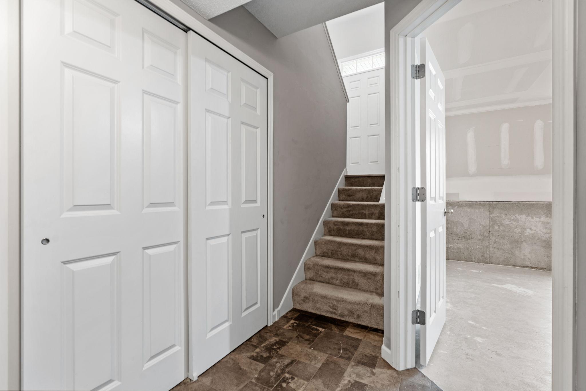 Come to the lowest level and you will find a large storage room and mechanical closet