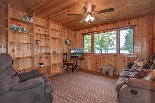 Cozy living room with large window facing lake!