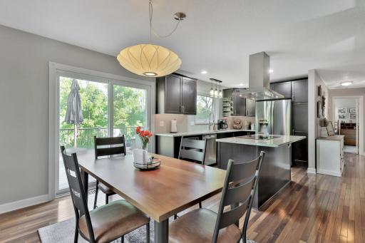 Dining room with patio door to deck.