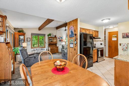 Tile floor in the kitchen and dining area.