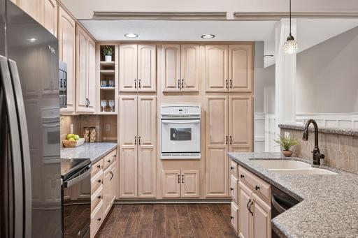Ample Storage and counter space, plus wall oven in addition to traditional range!