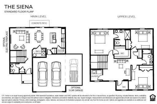 The Siena - This fantastic home boasts a two car garage with an additional 5' bump-out.