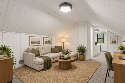 Virtually staged upper loft bedroom