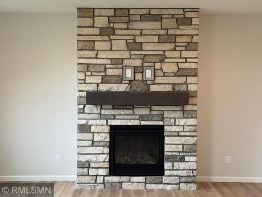 Gas fireplace with built in electric above the mantel
