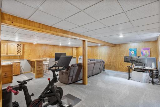 Spacious finished lower level offers plenty of room for movie nights, workouts, a home office and more.