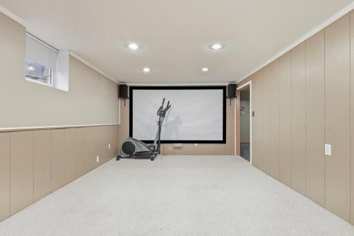 Large media room wired for sound and projector ready