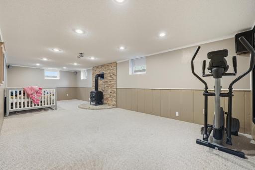 Large media room wired for sound and projector ready