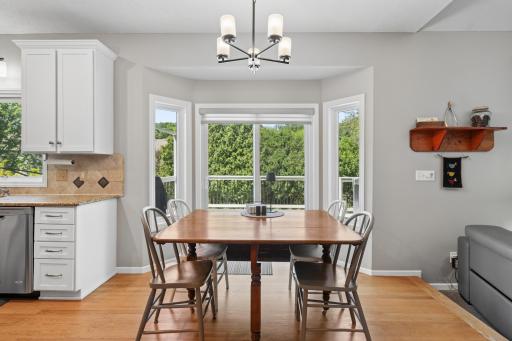 Kitchen dining room leading to deck