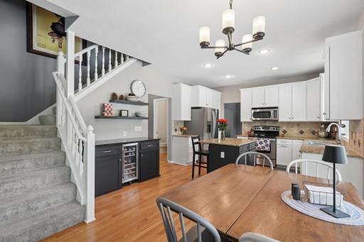 Dining room/kitchen with built in wine bar