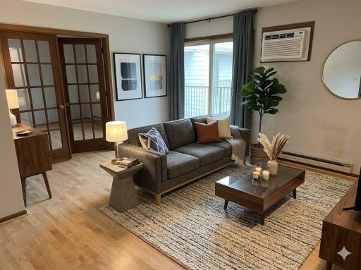 A virtual staging option for the living room