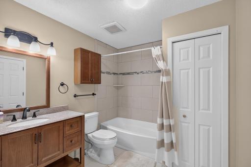 Beautifully updated full bathroom with a fresh, modern feel.