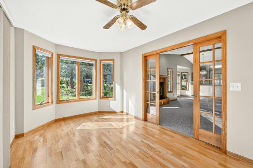 Pocket doors in sunroom for quiet 2nd living area