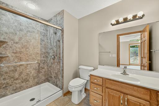 Primary bathroom with updated low-entry shower
