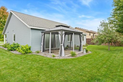 Backyard patio with screened gazebo