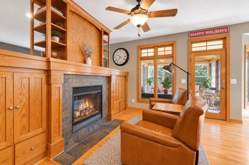 Hearth Room with 2-sided gas fireplace