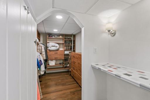 Updated closet system is perfect to keep organized and for storage.