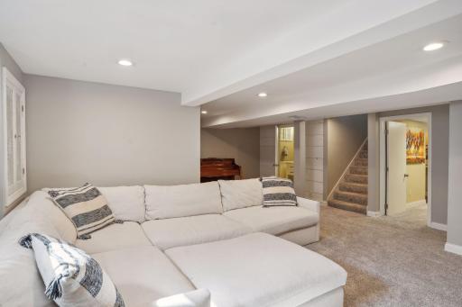 Finished basement offers great space to relax after the end of the day.