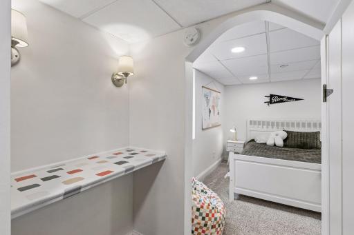 Large basement bedroom perfectly setup for primary or guest suite. Egress windows and walk-in closet!