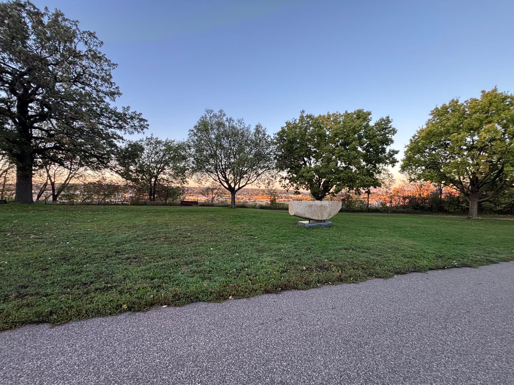 Mounds park directly across the street