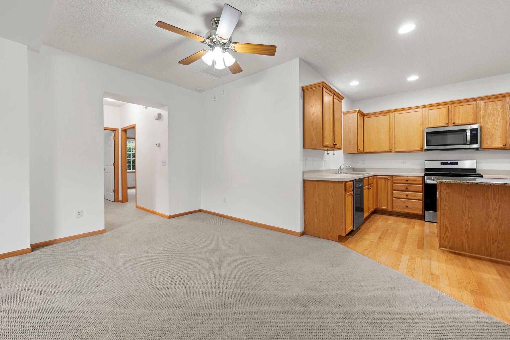 There is room for a dining table for everyday meals and hosting, with an eat-in kitchen offering additional space for casual dining.