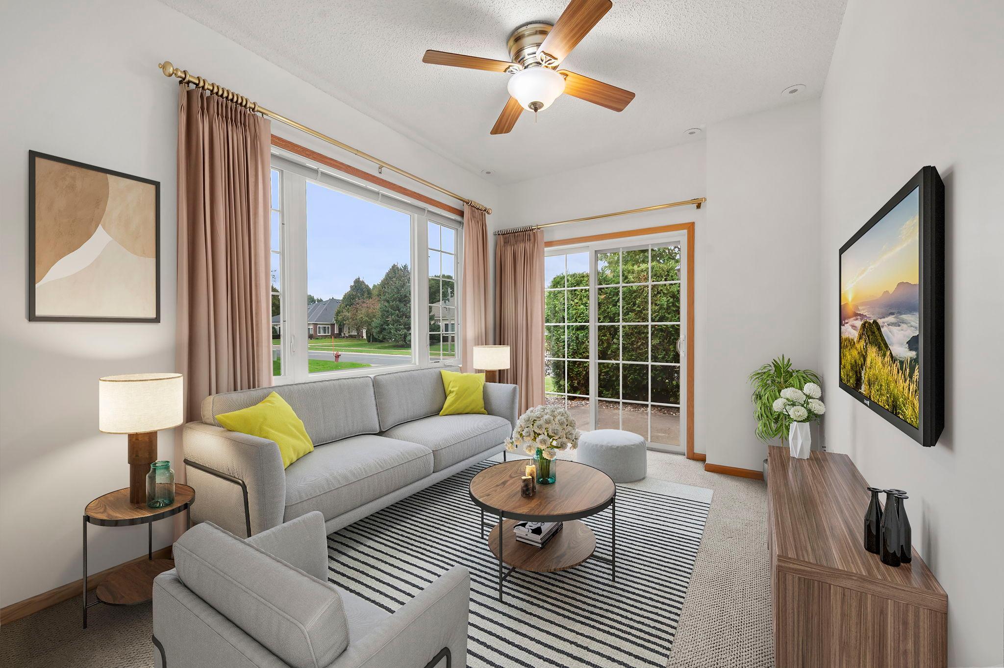 Virtually Staged Sunroom. The sunroom offers plenty of options depending on your needs.