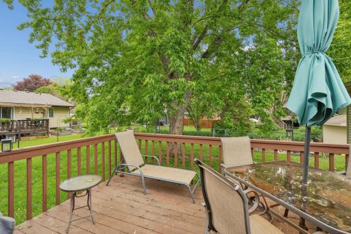 Check out the backyard with a nice deck and some shading. All within a fenced yard!