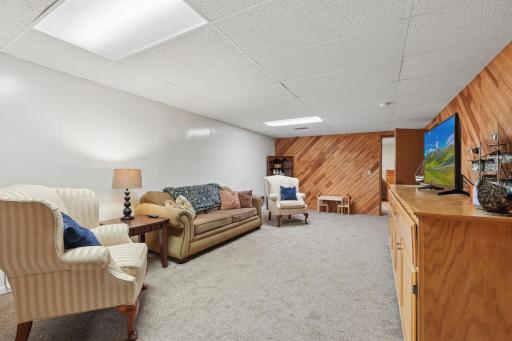 Lower level has a spacious family room.
