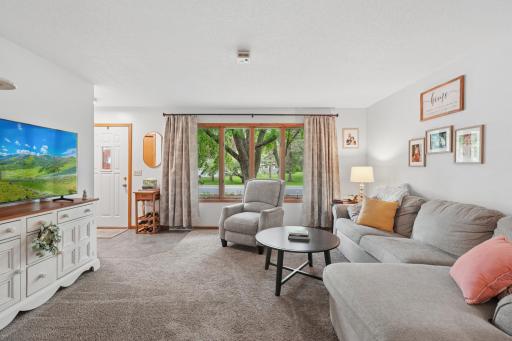 Good space and a great main level for entertaining and conversations. (Furniture from before new carpet was installed)
