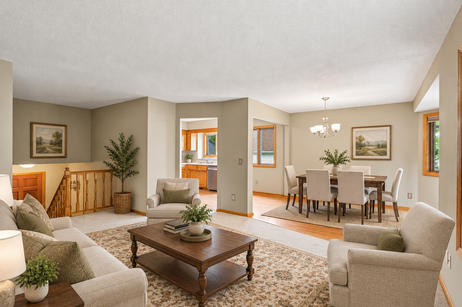 This photo has been virtually staged. No physical changes were made to the walls, structure, or any permanent features of the home. Only digital furniture and décor have been added.