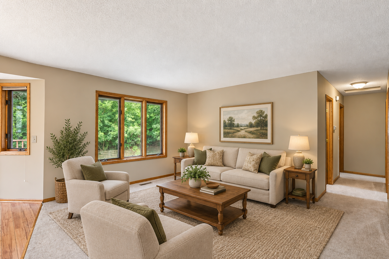 This photo has been virtually staged. No physical changes were made to the walls, structure, or any permanent features of the home. Only digital furniture and décor have been added.