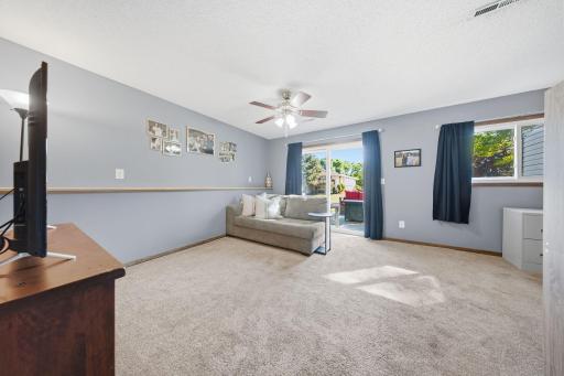 The finished walkout lower level adds a cozy second living area with direct access to the backyard patio.