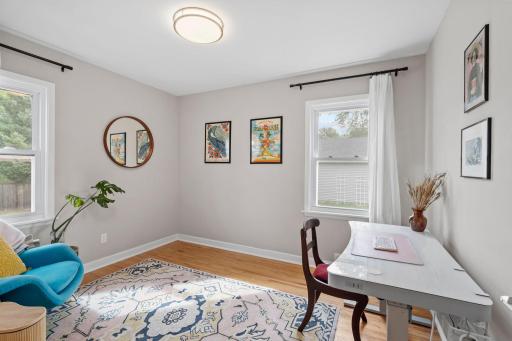 There are two bedrooms on the main level, both generously sized.