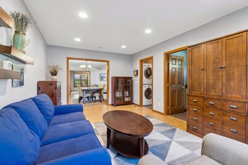 Main floor family room, 3/4 bath and laundry
