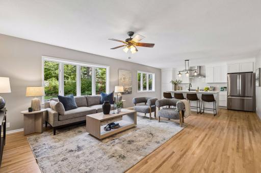 Spectacular main floor family room with new kitchen.