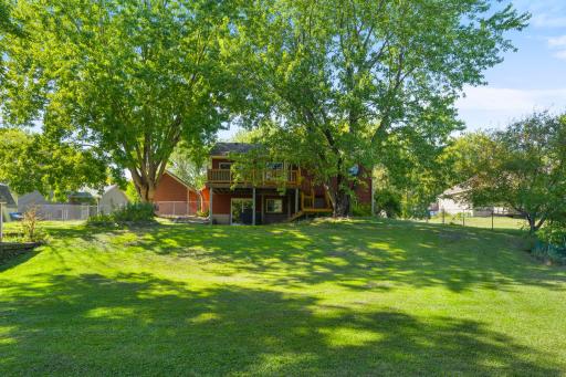 Wider view of back yard, ample afternoon shade.