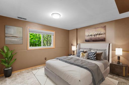 Virtually staged bedroom 4 on the lower level