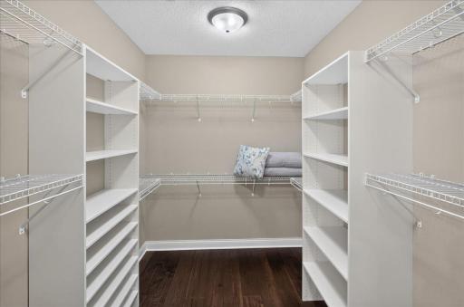 Primary closet with custom storage system