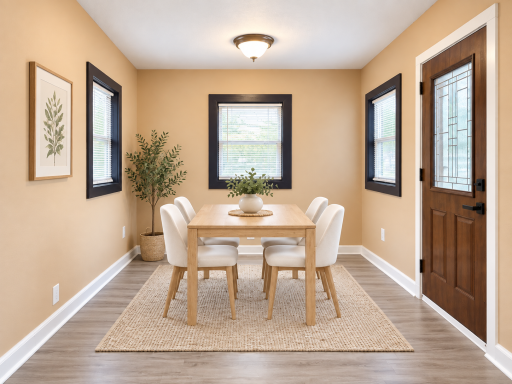 dining room 2 to deck/backyard virtually staged