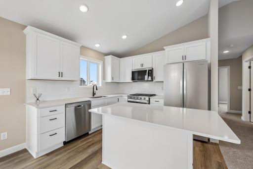 Ample cabinet storage with plenty or drawers and doors!
