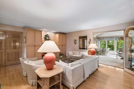 Upper level main living area with easy access to four season porch. Tons of storage too.
