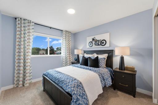 The inclusion of the optional lower-level bedrooms bring up the total count of bedrooms in the home to five, perfect for large or growing families