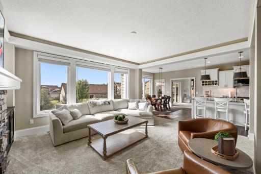 Seamless transition from the Living Room to the Kitchen and Dining
