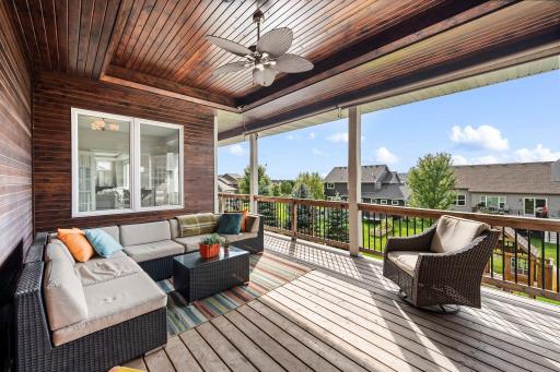 Plenty of room for outdoor dining, grilling, lounging, and entertaining. Roller Shades to block the sun and for additional privacy
