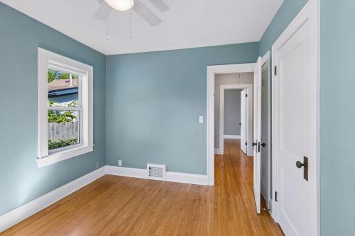 First bedroom on the main level with closet space