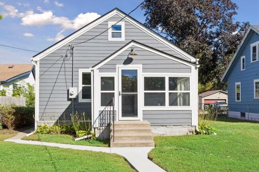 View from the back of the house with new sidewalk