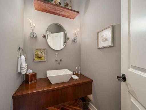 Main level half bath with exquisite finishes