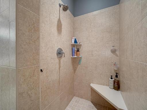 Walk in shower with tile surround