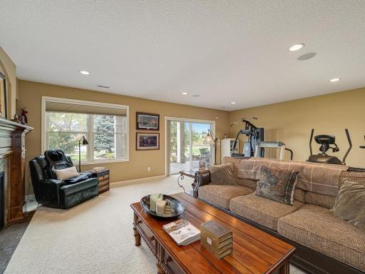 Recreational room walking out to patio