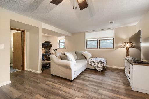 Spacious lower-level recreation room with new LVP flooring and plenty of room to spread out.
